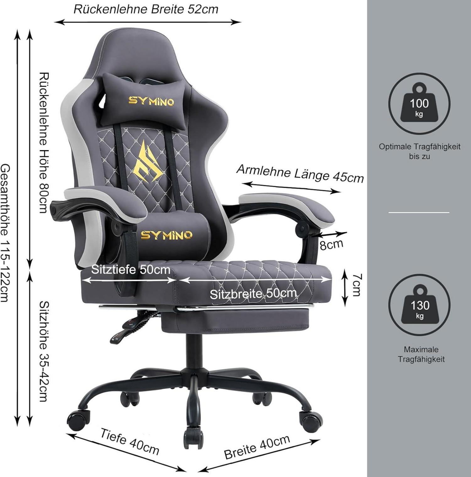 Ergonomischer Gaming Stuhl Vintage PU Leder mit Lendenwirbelstütze