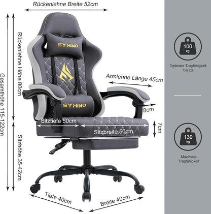 Ergonomischer Gaming Stuhl Vintage PU Leder mit Lendenwirbelstütze