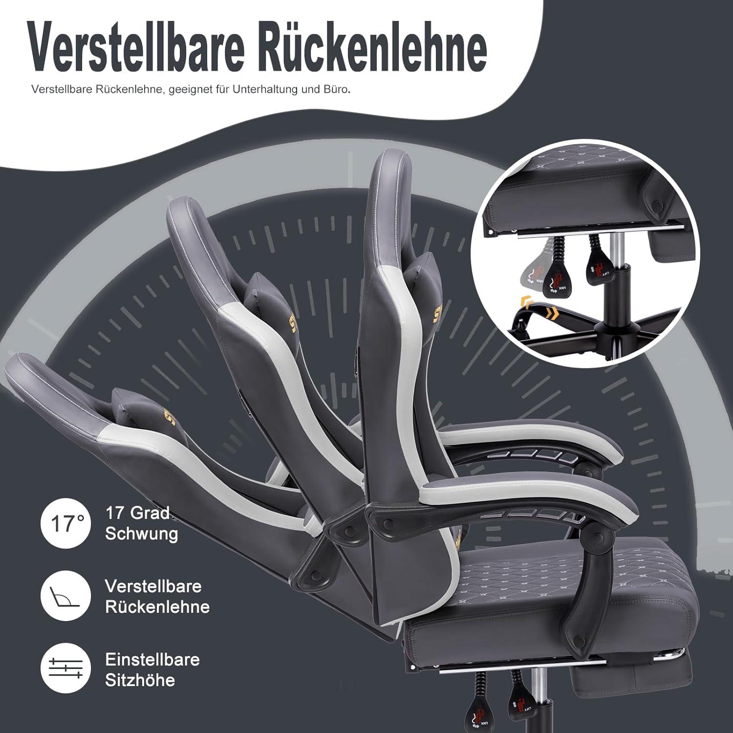 Symino Gaming Stuhl Racing Gamer Sessel mit Lendenwirbelstütze