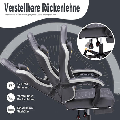 Symino Gaming Stuhl Racing Gamer Sessel mit Lendenwirbelstütze