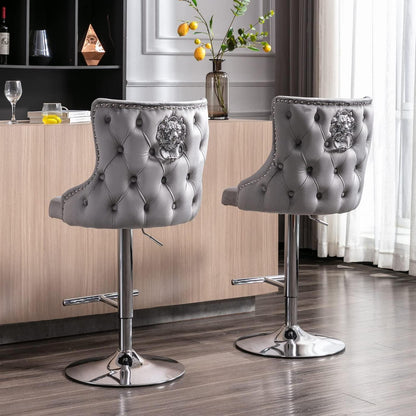 Samt Barhocker 2er Set, Höhenverstellbar & Modern