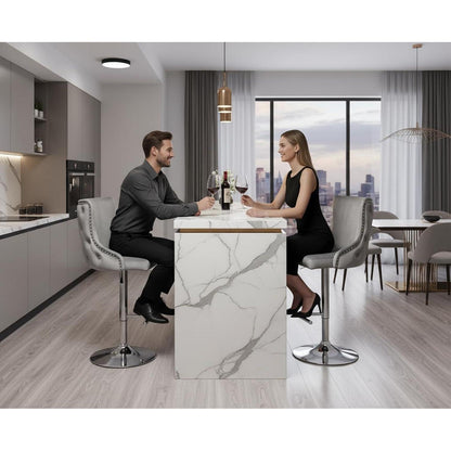 Samt Barhocker 2er Set, Höhenverstellbar & Modern