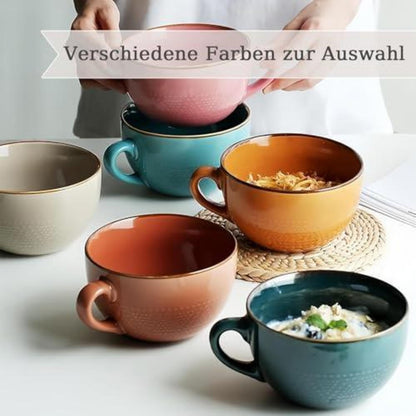 Große Keramiktasse 700ml - Kaffeebecher Schwarzgrün