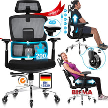 Bürostuhl 200KG Upgrade Gummirollen 4D-Armlehnen Testsieger