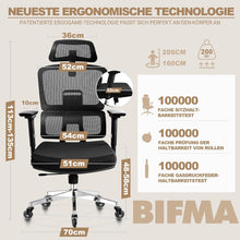 Bürostuhl 200KG Upgrade 4D-Armlehnen Ergonomisch Testsieger