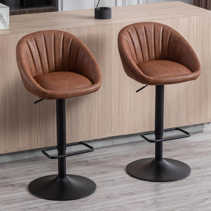 Gepolsterte Barhocker 2er Set, Höhenverstellbar & Drehbar