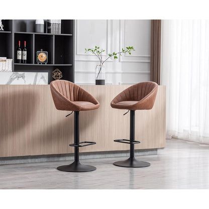 Gepolsterte Barhocker 2er Set, Höhenverstellbar & Drehbar