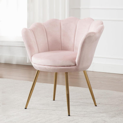 Samt Sessel Wohnzimmer mit Goldfuß & Blumenform