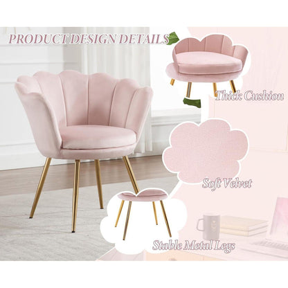 Samt Sessel Wohnzimmer mit Goldfuß & Blumenform