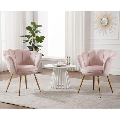 Samt Sessel Wohnzimmer mit Goldfuß & Blumenform