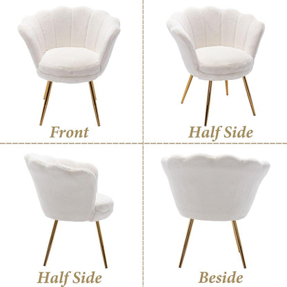 Teddystoff Sessel mit Goldfuß – Bequemer Loungesessel Weiß
