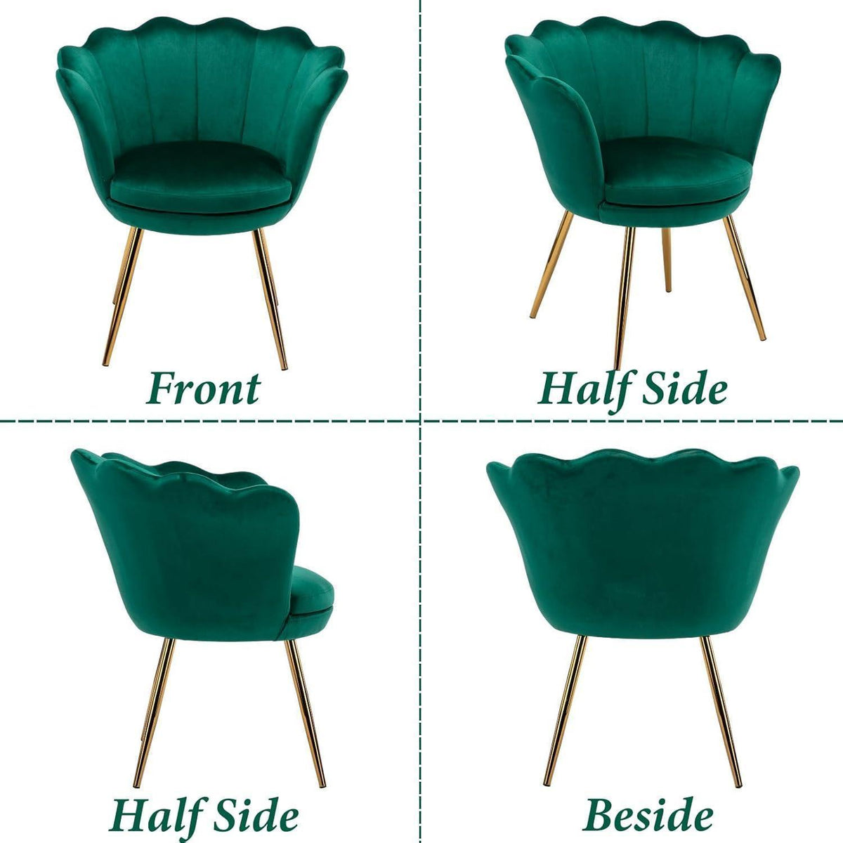 Samt Sessel Wohnzimmer mit Goldfuß & Blumenform
