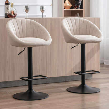 Gepolsterte Barhocker 2er Set, Höhenverstellbar & Drehbar