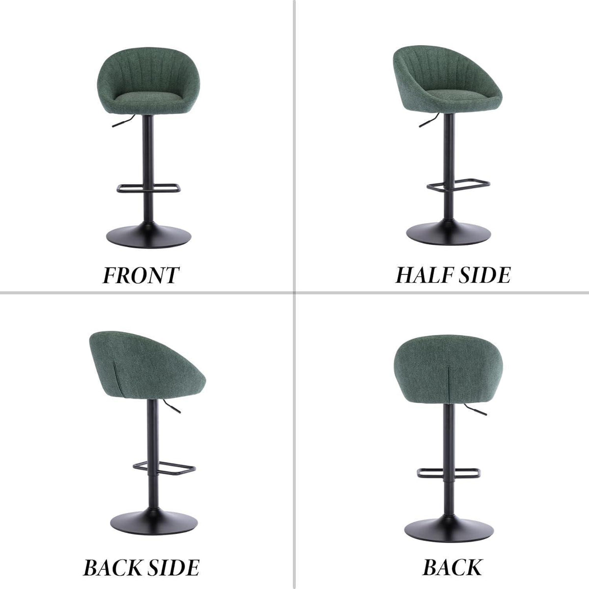 Gepolsterte Barhocker 2er Set, Grün, Höhenverstellbar & Drehbar