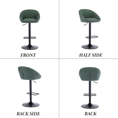 Gepolsterte Barhocker 2er Set, Grün, Höhenverstellbar & Drehbar