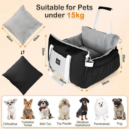 3-in-1 Hundesitz Auto & Reisebett für kleine Hunde – Schwarz