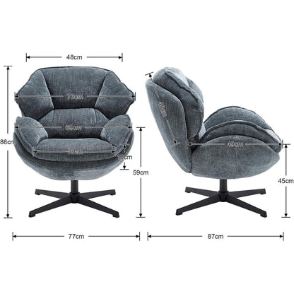 Drehbarer Loungesessel Blau – Chenille Gepolstert & Komfortabel