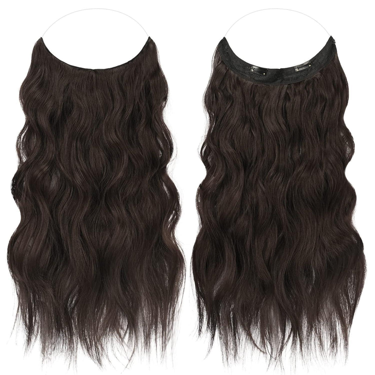 Haarverlängerung gewellt, dunkelbraun, 50 cm