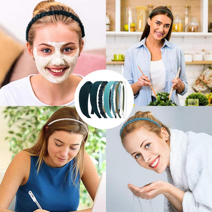 7er Set Damen Haarreifen Perlen Stirnbänder Haarband Stirnband Kunststoff