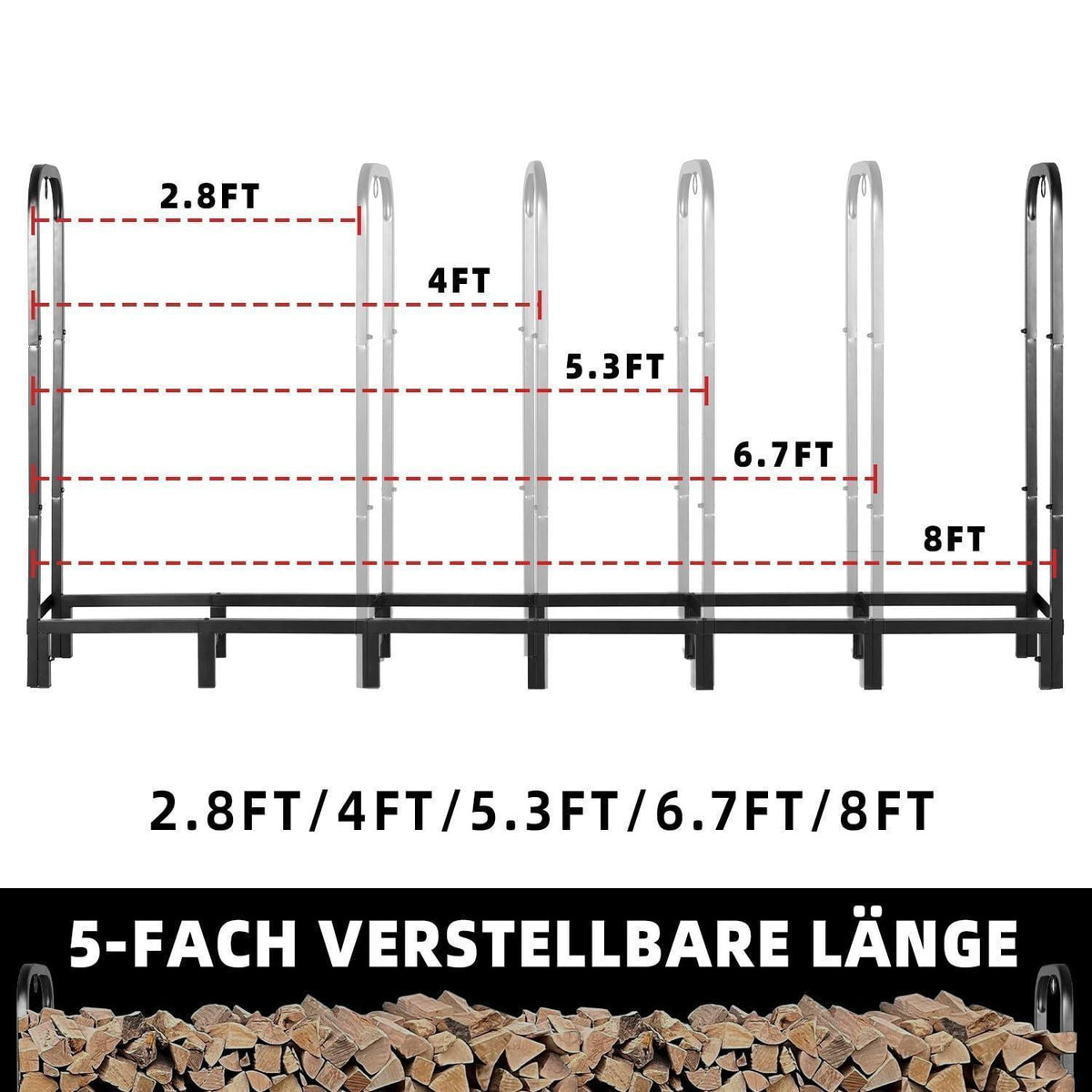 Kaminholzregal 4FT – Robustes Outdoor Lager für Brennholz