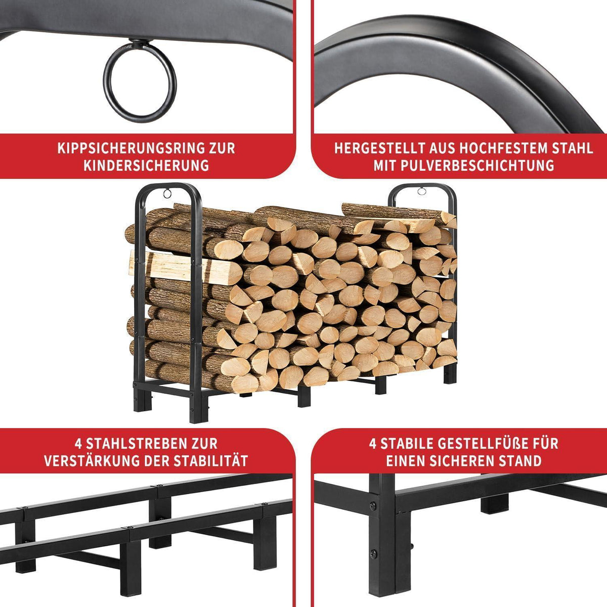 Kaminholzregal 4FT – Robustes Outdoor Lager für Brennholz