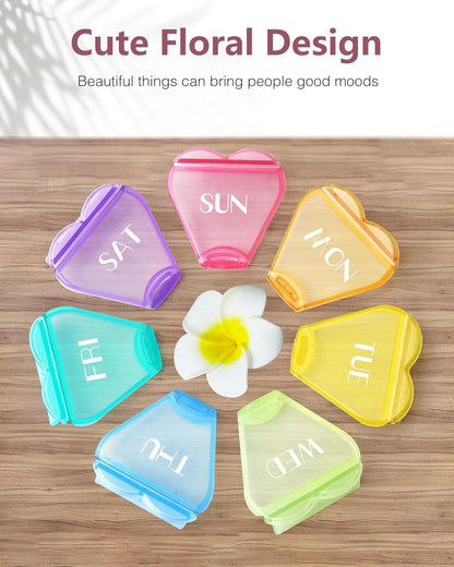 Runde herzförmige Pillenbox - Vitamin-Organizer 7 große