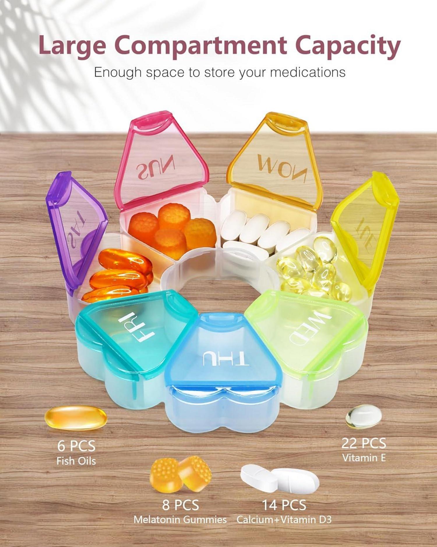 Herzförmige Pillenbox mit 7 Fächern - Reisefreundlich & vitamin-organisiert