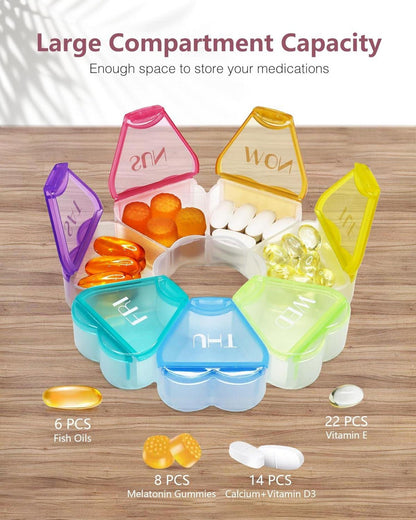 Herzförmige Pillenbox mit 7 Fächern - Reisefreundlich & vitamin-organisiert