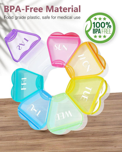 Herzförmige Pillenbox 7 Fächer Woche Vitamin-Organizer