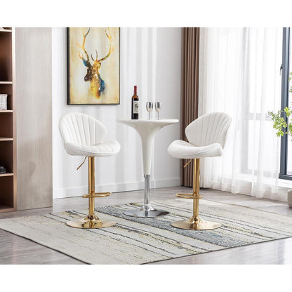 Beige Samt Barhocker 2er Set, höhenverstellbar
