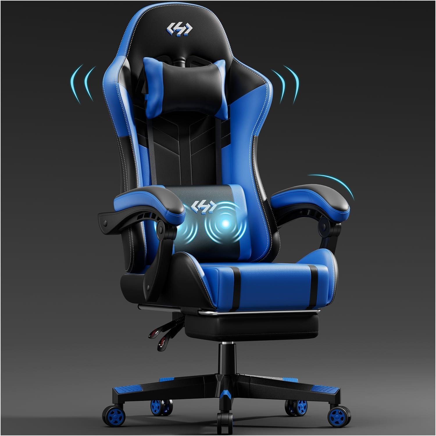 Gaming Stuhl Schwarz Ergonomisch Massage Bürostuhl 150kg
