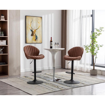 Verstellbarer Barhocker 2er Set Braun – & Komfort in Lederoptik