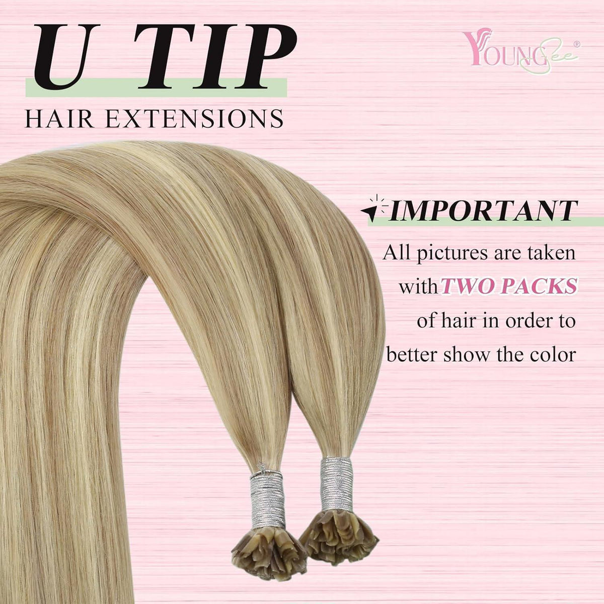 Echthaar Bonding Extensions Blond Highlights 60cm