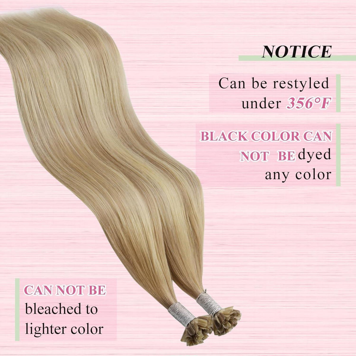 Echthaar Bonding Extensions Blond Highlights 60cm
