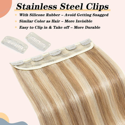 Echthaar Haarverlängerung Clip-In, Hellgolden Blond/Weißblond