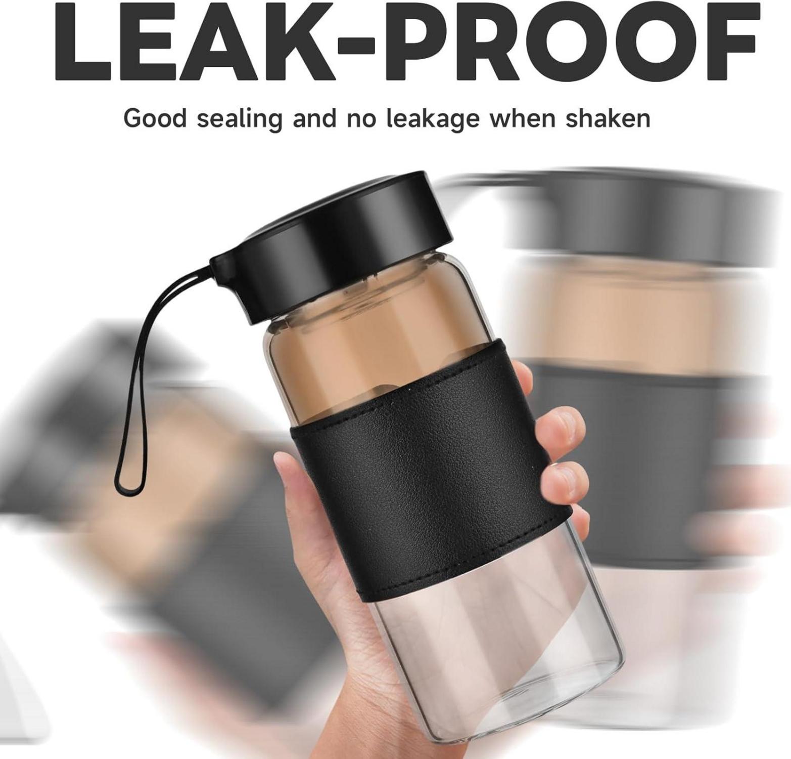 Protein Shaker Glas 16 Oz Mit Sieb, Mischkugel, Auslaufsicher & BPA-frei
