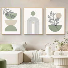 Abstraktes Poster Set 3er – Pflanzen & Geometrie Wanddeko