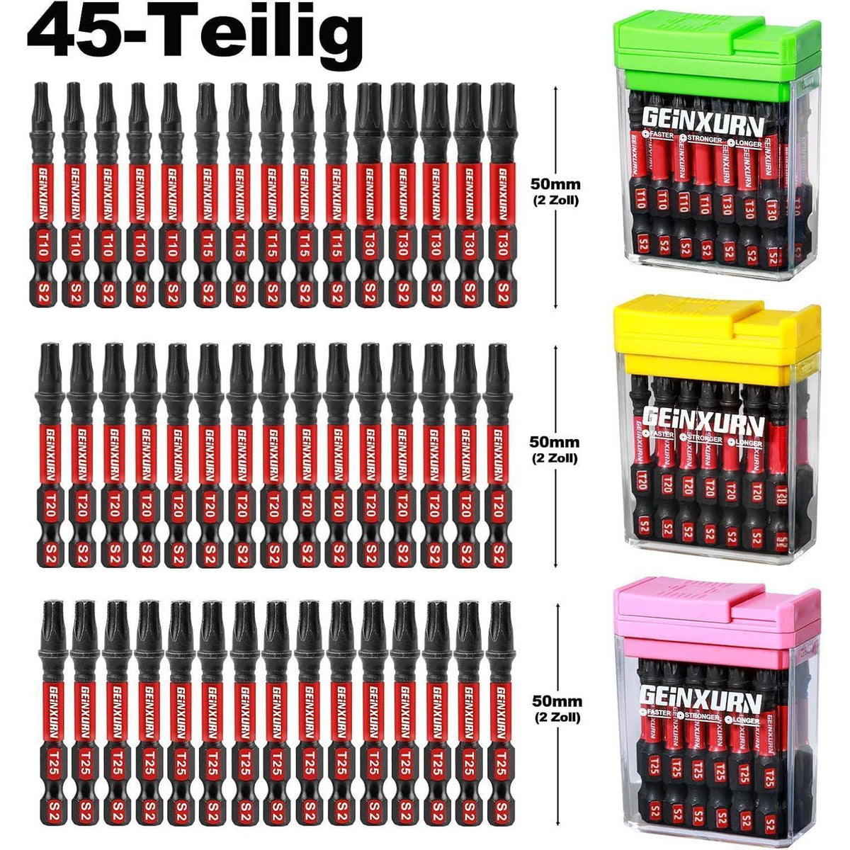 Schlagfeste Torx Schraubendreher Bits 45tlg. 50mm S2 Stahl magnetisch