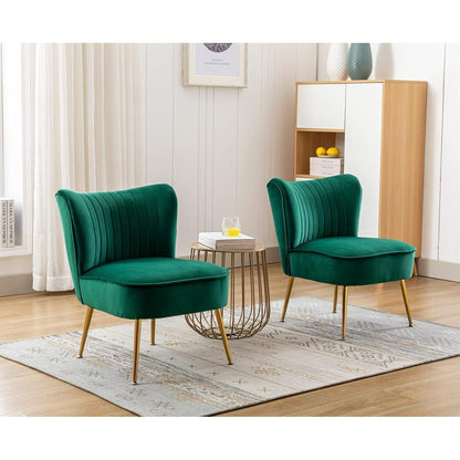 Samt Loungesessel mit Metallbeinen – Grün