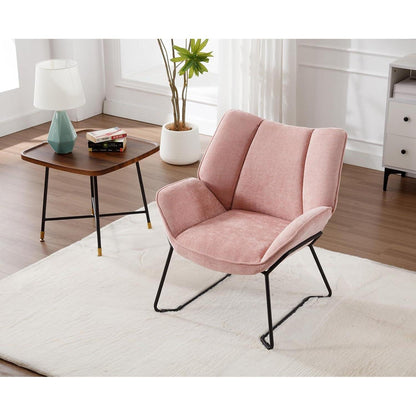 Rosa Chenille Ohrensessel – Modern & Bequem für Wohnzimmer