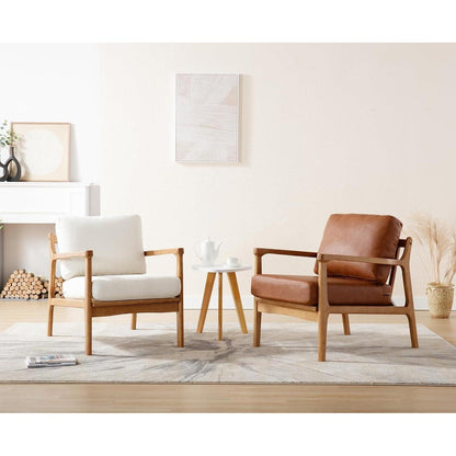 Vintage Sessel Braun – Wohnzimmer Loungesessel mit Holzgestell