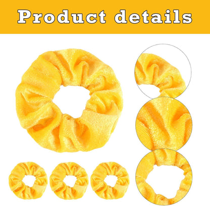 4 Stück Haargummi Scrunchies Damen Samt Gelb Elastisch
