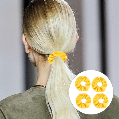 4er Set Damen Haargummis Scrunchies Samt Gelb elatisch Lockiges Haar