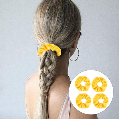4 Stück Haargummis Scrunchies Damen Samt Groß Gelb