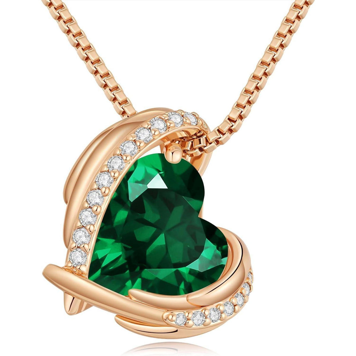 Herz Halskette Rosegold mit Kristallanhänger, Geschenkbox