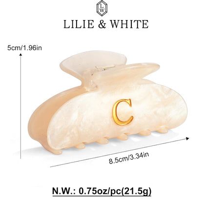 LILIE&WHITE Damen Haarklammer Acryl Beige Gold Detail C Design