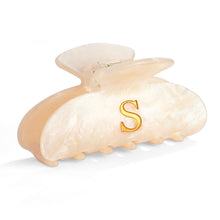 Damen Haarklammer Buchstaben Acryl Beige Gold-Detail