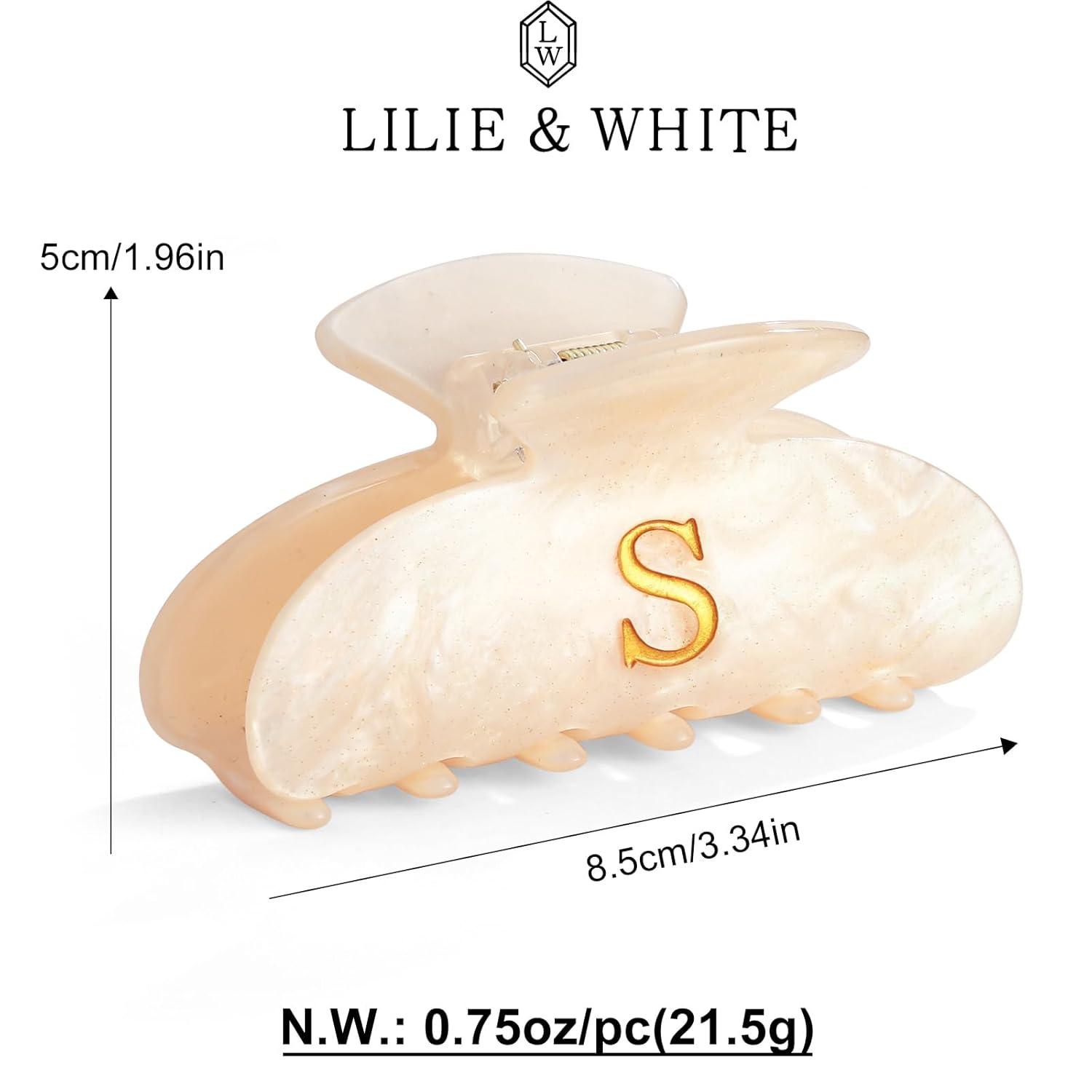 Damen Haarklammer Buchstabe S Acryl Beige Gold-Detail