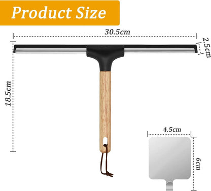 Duschabzieher 30.5cm Silikon Abzieher Selbstklebe Haken Holzgriff
