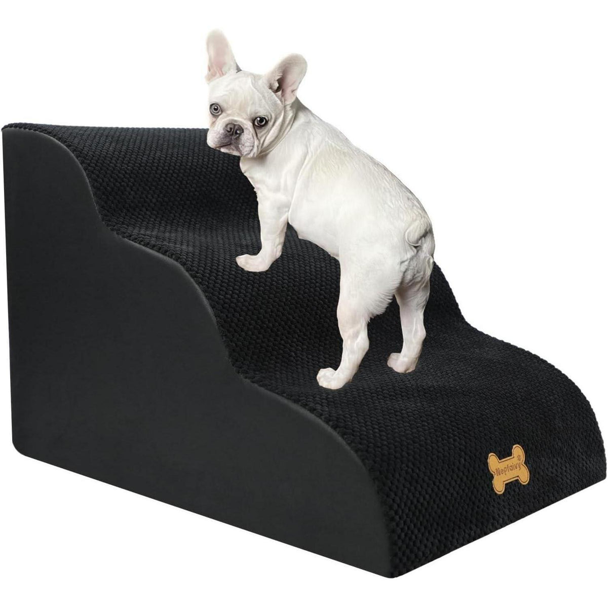 Hundetretppe 3-stufig für kleine Hunde, waschbar, schwarz